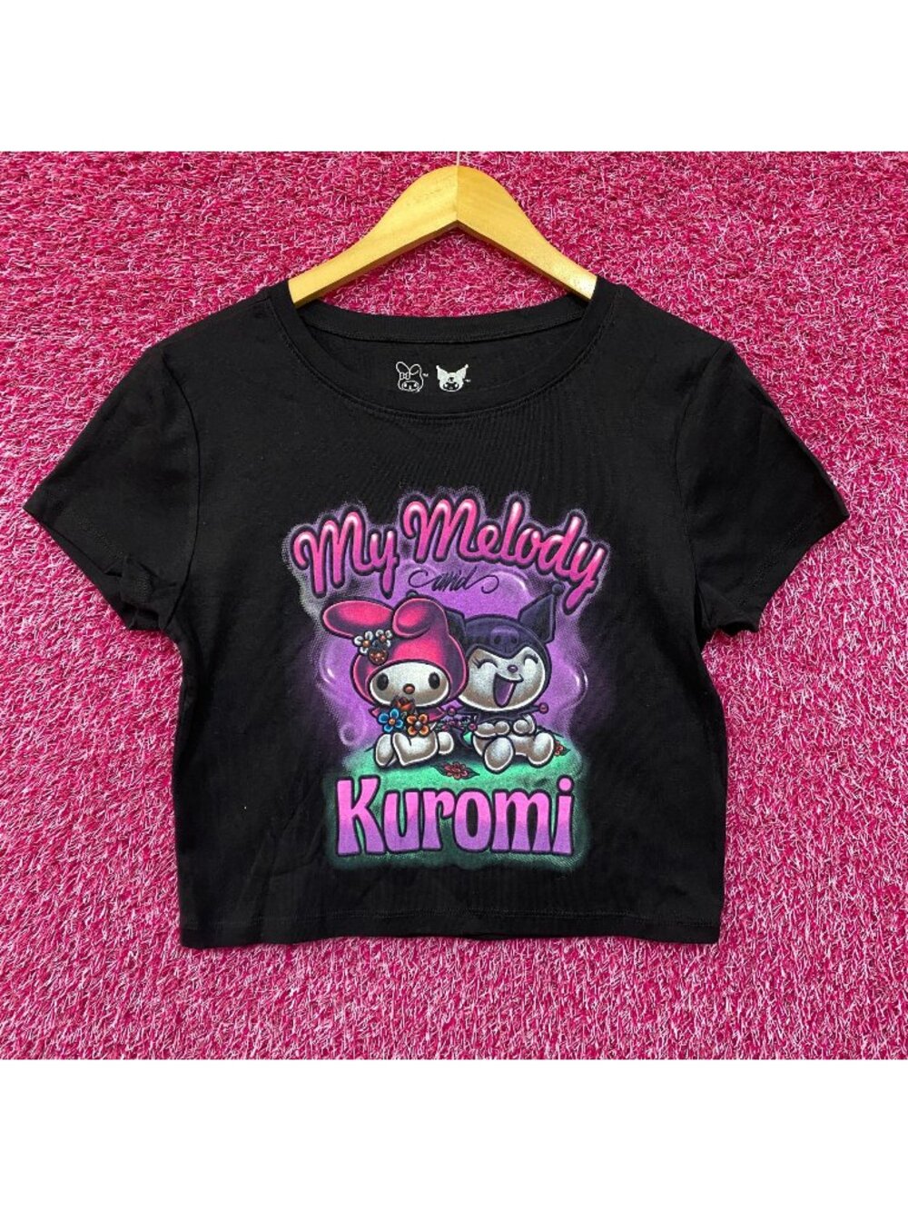 My Melody and Kuromi Airbrush Kawaii Sanrio Crop Top L